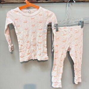 Kate‎ Quinn  “Peach tiny Swan” Pointelle Knit Organic Cotton Set- Size 2T